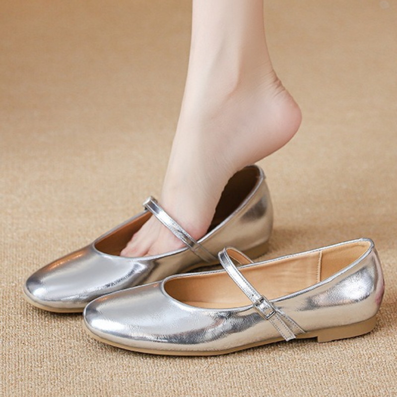 Women'S Shoes Round Toe - 실버 발레 플랫 슈즈 여성 우아한