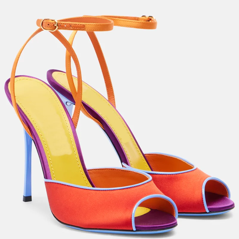 Women'S Shoes Everyday - 새틴 믹스 컬러 피프토 샌들 섹시한