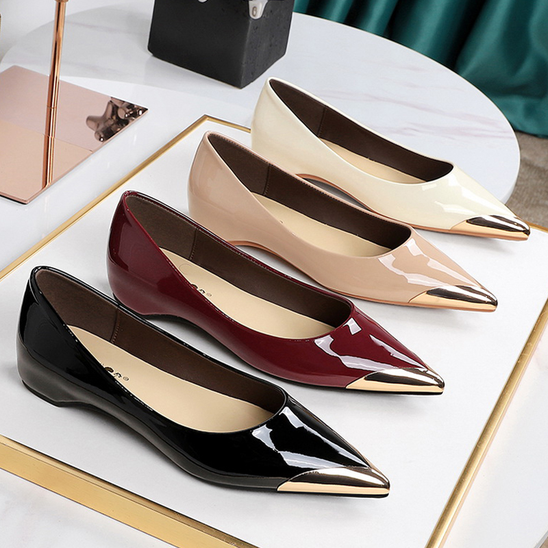 Women Shoes Size To Men - 빅트리 슈즈 로우힐 여성화 에나멜 가죽