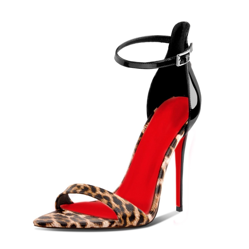Leopard Print Heels - 여성 맞춤형 레오파드 프린트 뾰족코 하이힐,