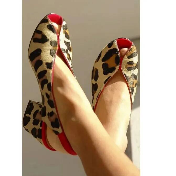 Leopard Print Heels - 레오파드 프린트 피프토 슬링백 여성 샌들