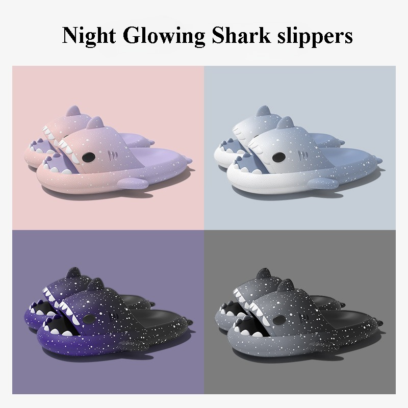 Women Shoes Size To Men - 여성을위한 귀여운 만화 상어 슬리퍼 남성