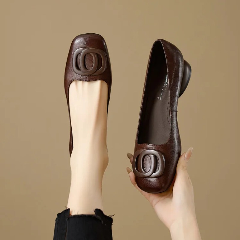Women'S Shoes Round Toe - 프랑스 스타일 여성 펌프스 가죽 신발