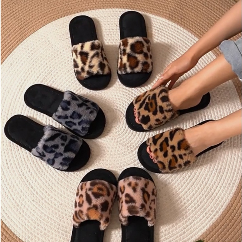 Leopard Print Heels - 2025 겨울 따뜻한 푹신한 레오파드 슬리퍼