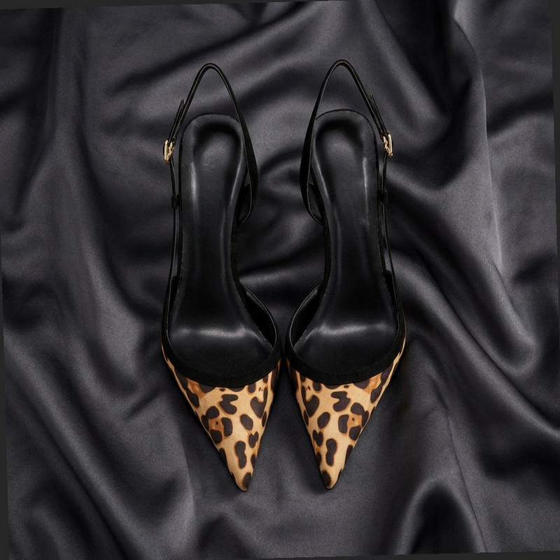 Leopard Print Heels - 유에진롱 # YJ26-802, 블랙 스웨이드 레오파드