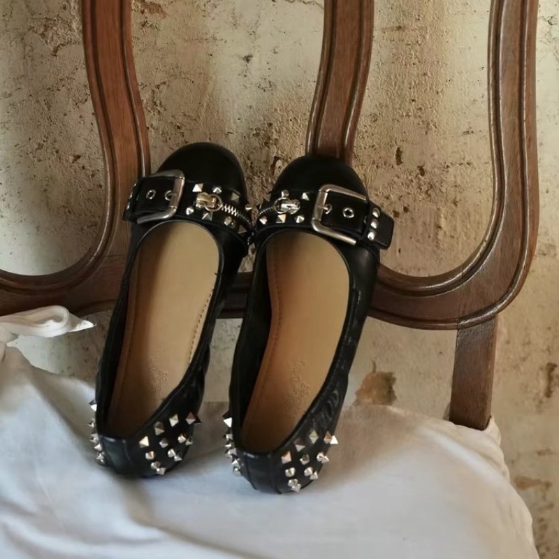 Women'S Shoes Round Toe - 볼트 라운드 헤드 싱글 슈즈 여성용