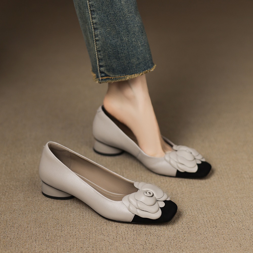 패션 플라워 싱글 슈즈 가을 신상 스퀘어 토 얕은 입구 - Women'S Shoes Everyday 리뷰 및 가격
