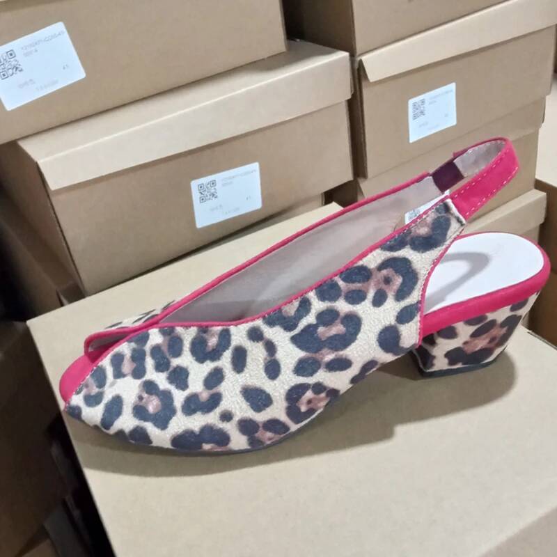레오파드 프린트 피프토 슬링백 여성 샌들 청키 힐 샌들 - Leopard Print Heels 리뷰 및 가격