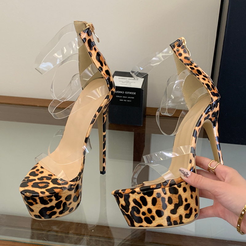Eilyken PVC 투명 얇은 하이힐 나이트 클럽 스 - Leopard Print Heels 리뷰 및 가격