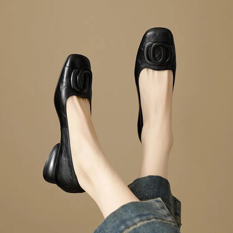 프랑스 스타일 여성 펌프스 가죽 신발 여성용 스퀘어 토 - Women'S Shoes Round Toe 리뷰 및 가격
