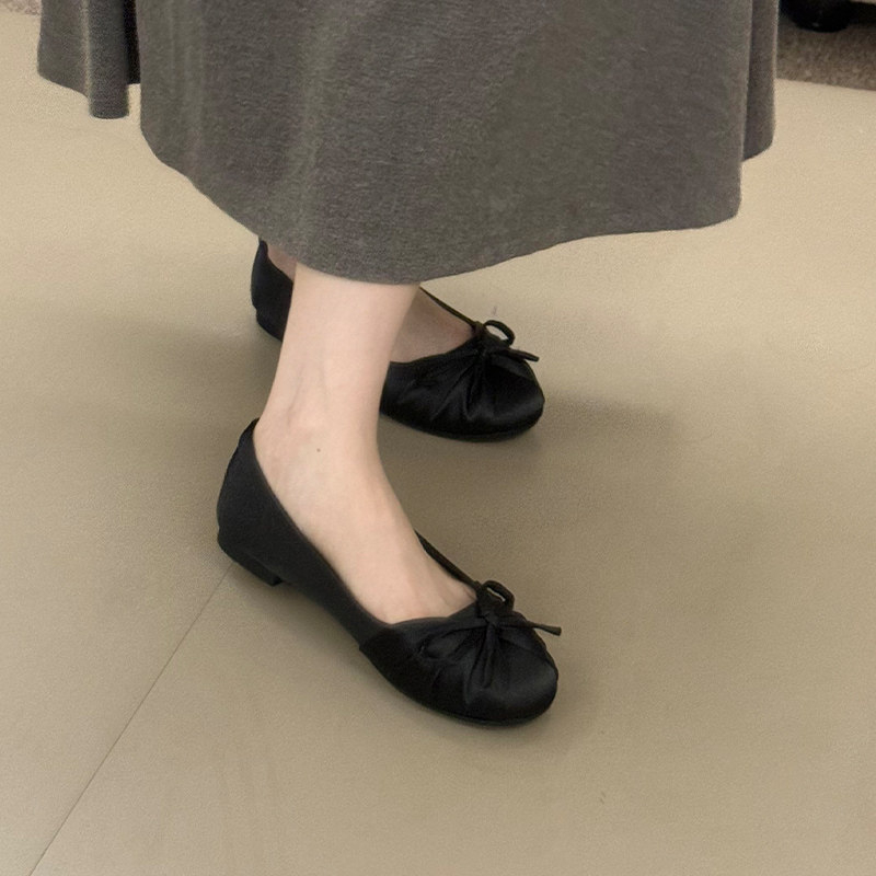 2026년 신상 리본 장식 새틴 얕은 굽 싱글 슈즈 여 - Women'S Shoes Round Toe 리뷰 및 가격