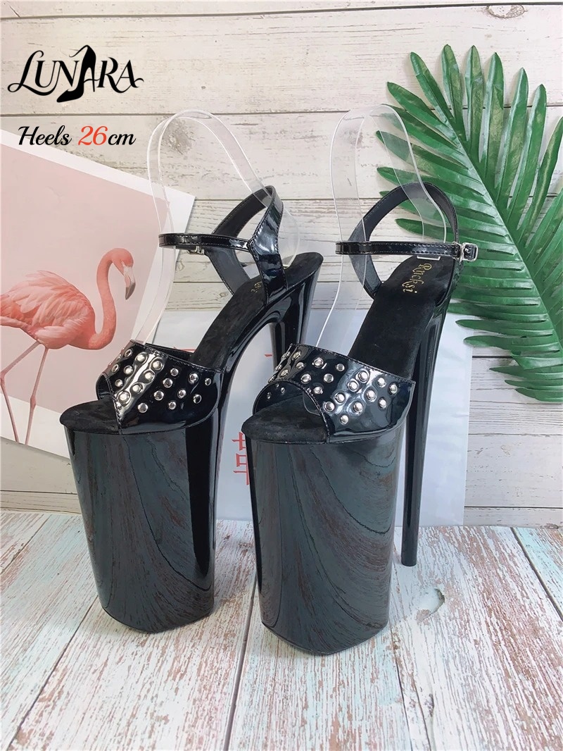 26cm/10인치 블랙 에나멜 스틸레토 하이힐 플랫폼  - Leopard Print Heels 리뷰 및 가격