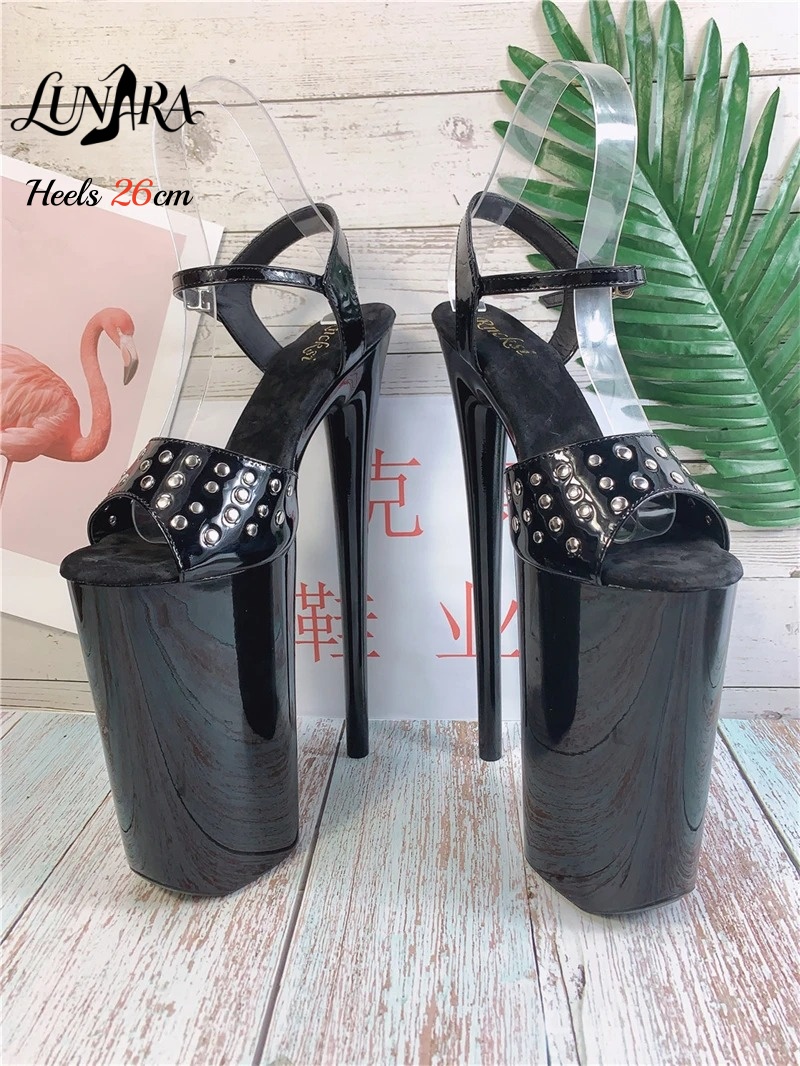26cm/10인치 블랙 에나멜 스틸레토 하이힐 플랫폼  - Leopard Print Heels 리뷰 및 가격