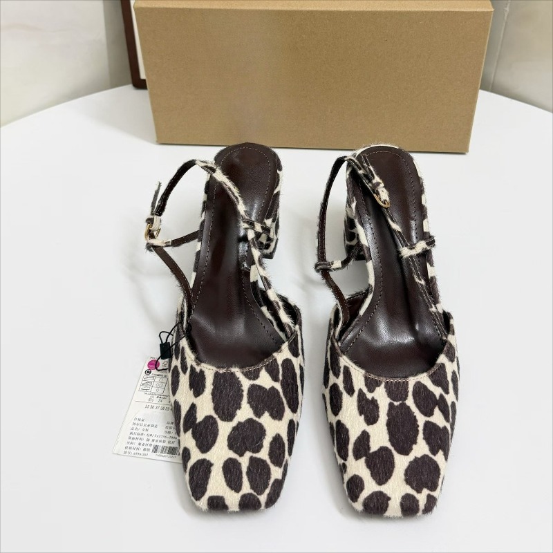 여성 빈티지 레오파드 프린트 슬링백 힐 여성 샌들 스퀘 - Leopard Print Heels 리뷰 및 가격