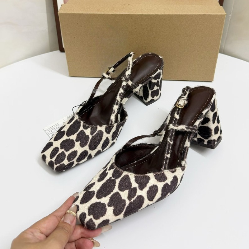 여성 빈티지 레오파드 프린트 슬링백 힐 여성 샌들 스퀘 - Leopard Print Heels 리뷰 및 가격