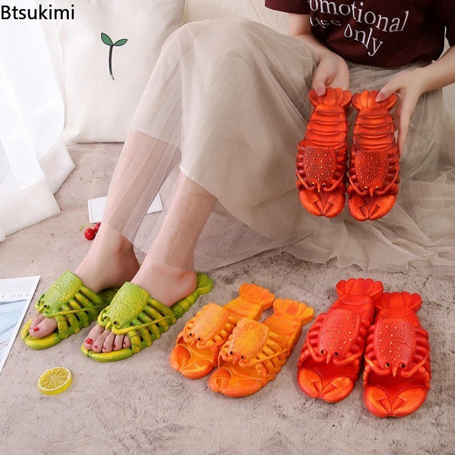 새로운 2026 여름 재미있는 만화 랍스터 슬리퍼 PV - Women Shoes Size To Men 리뷰 및 가격