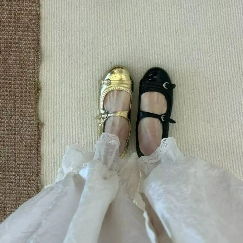빈티지 메탈 버클 가죽 메리제인 싱글 슈즈 패션 라운드 - Women'S Shoes Round Toe 리뷰 및 가격